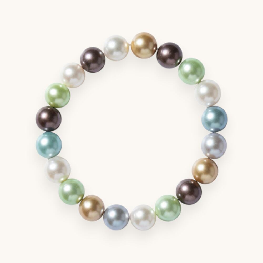 Multicolor Pastel Faux Pearl Bracelet Chunky Iridescent Beaded Coquette Cottage